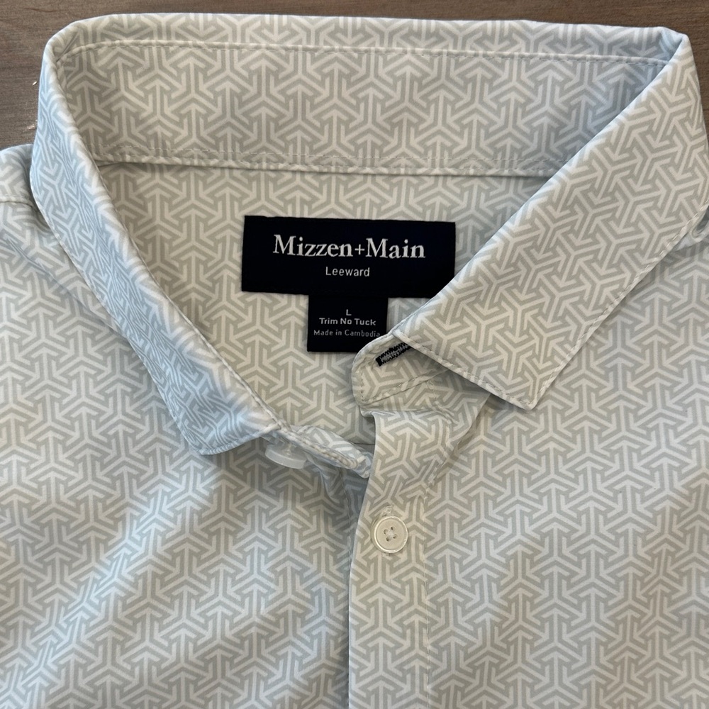 Mizzen+Main Subtle Pattern Cream Button-Down Shirt - image 2